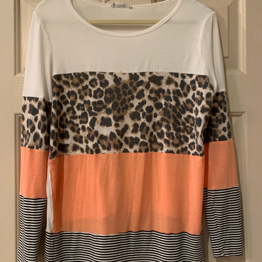 Macaron Leopard Print and Orange Women's Top
